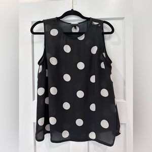 Who What Wear Black & White Polka Dot Top Blouse- Small